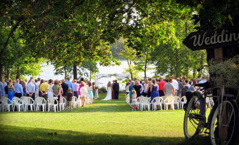 Lakeside wedding ceremony on the shores of Little Sugarbush. August 24th, 2013.