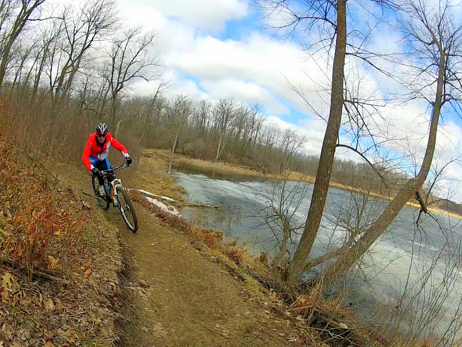 Jake testing out the new singletrack built last fall near Twin Lakes. April 21st, 2014.
