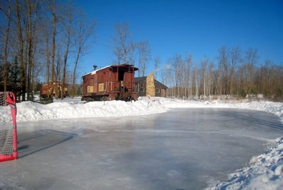 Ice skating rink in good shape after flooding earlier this week.