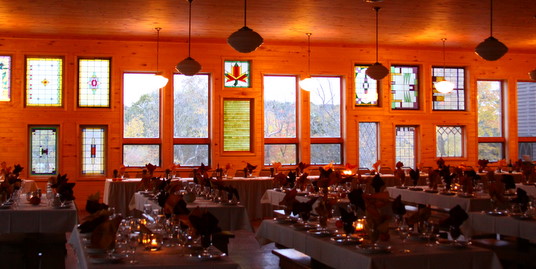 Dining room set for Clukey/Reese wedding reception.