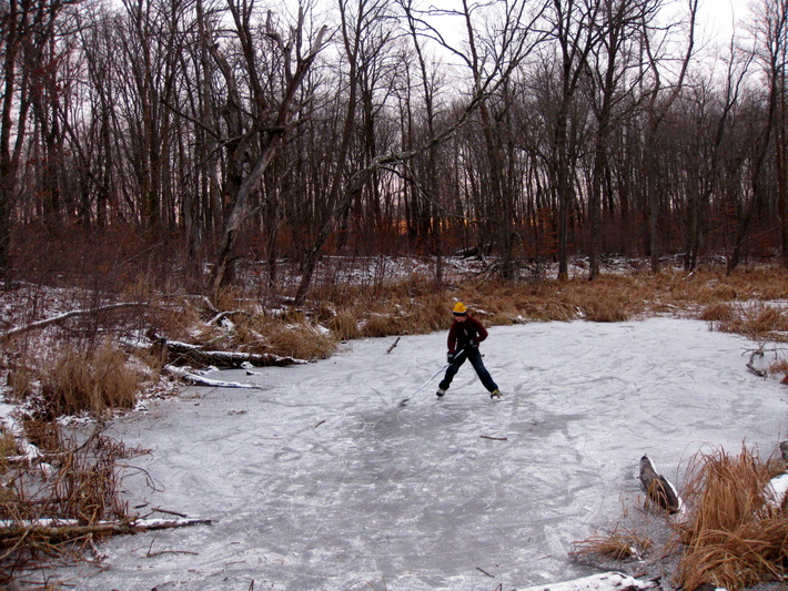 Jon checking out one of the local frozen ponds for the first skating action of the year. Cooler temps on tap for later in the week should freeze over the lakes.
