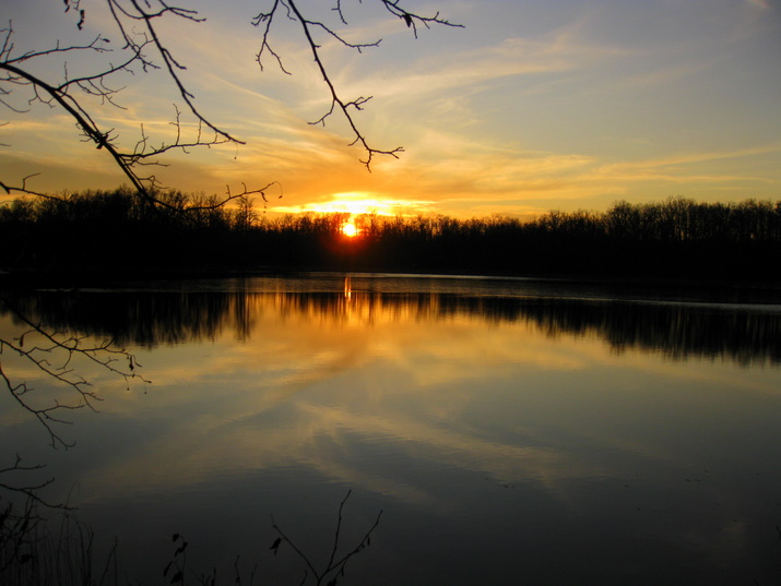 Sun setting over south Twin lake of "Twin Lakes".