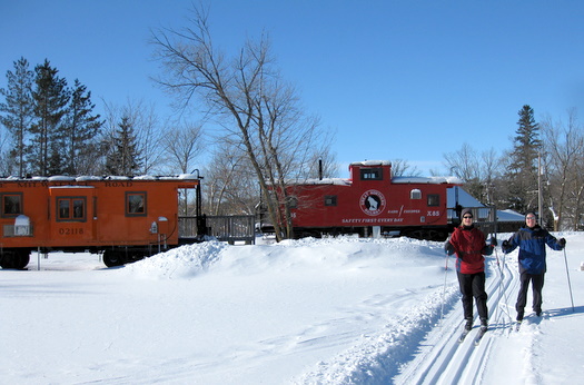 Scott and Susan Boehm enjoying tracks from the caboose.