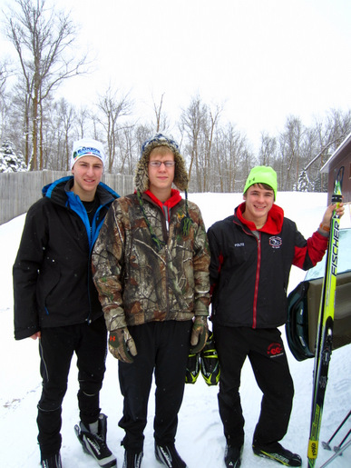 Detroit Lakes Nordic skiers Austin, Anthony and Zach out for a Sunday afternoon ski. December 8th, 2013.