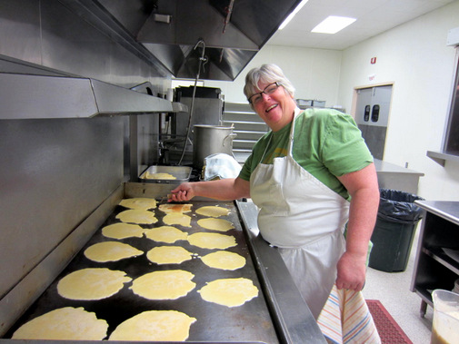 Chef Deb grilling the traditional Norwegian pancakes, served every Saturday at Maplelag during the winter! December 21st, 2013.