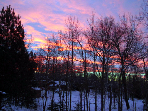 Sunrise over Maplelag, December 24th, 2013.