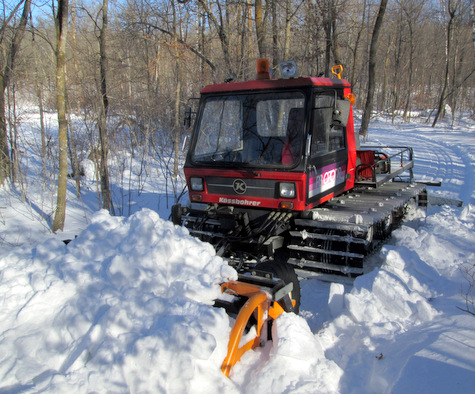 Busting up drifts with the Pisten Bully on JibFly ski trail, January 17th, 2014.