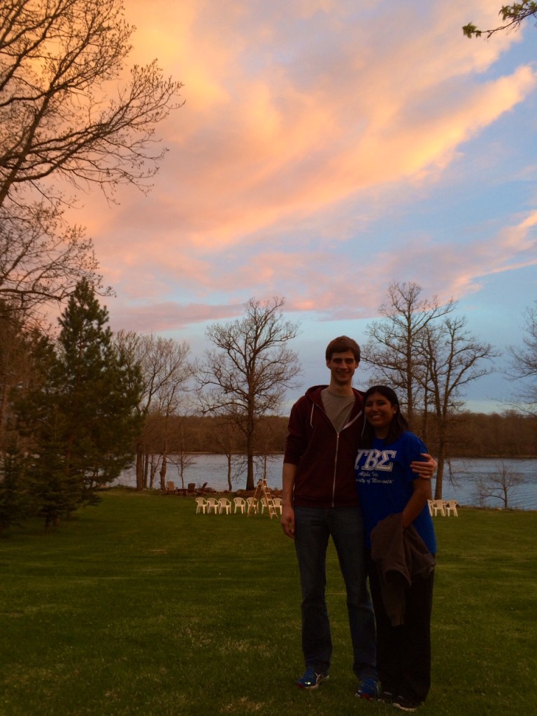 Paul and Chaska, the weekend's weddin couple taking in the gorgeous sunset