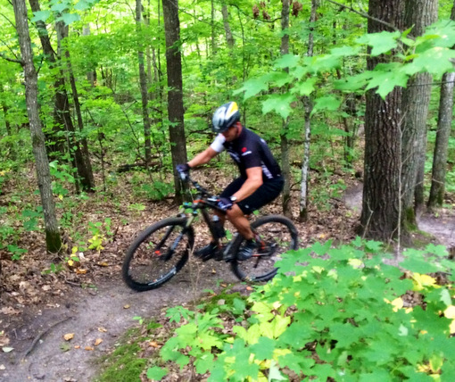 Mike Hess finishing up the "Fargo" section of singletrack. September 9th, 2014.