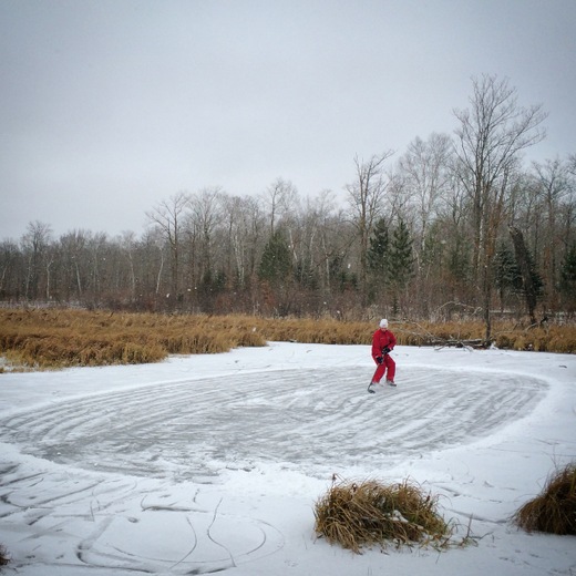 Skating on the pond near the start and finish of Rootin Tootin ski trail. November 11th, 2014.