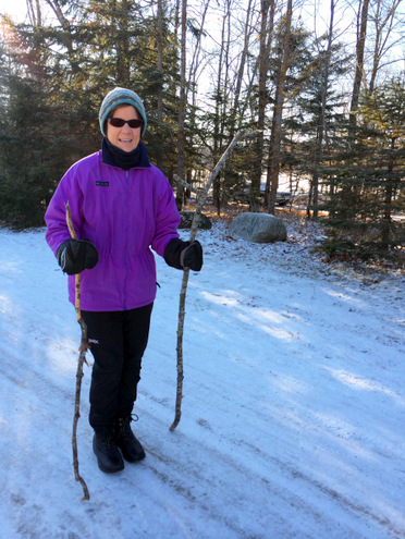 Heading out to the trails for a hike, being creative for Nordic walking!. December 29th, 2014.