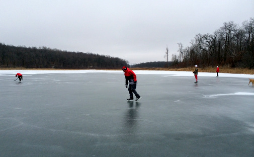 Christmas day skate. The ice on the lake is very good for skating. A few rough spots naturally but some really smooth areas on the east side. 