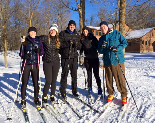 Members of the Knudson family ready for a New Years day ski. January 1st, 2015.