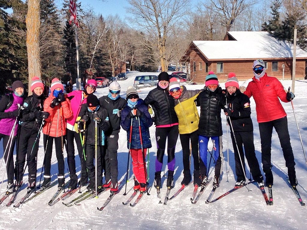 Members of the Loppet Nordic Racing group ready for a morning on the trails. February 14th, 2015.