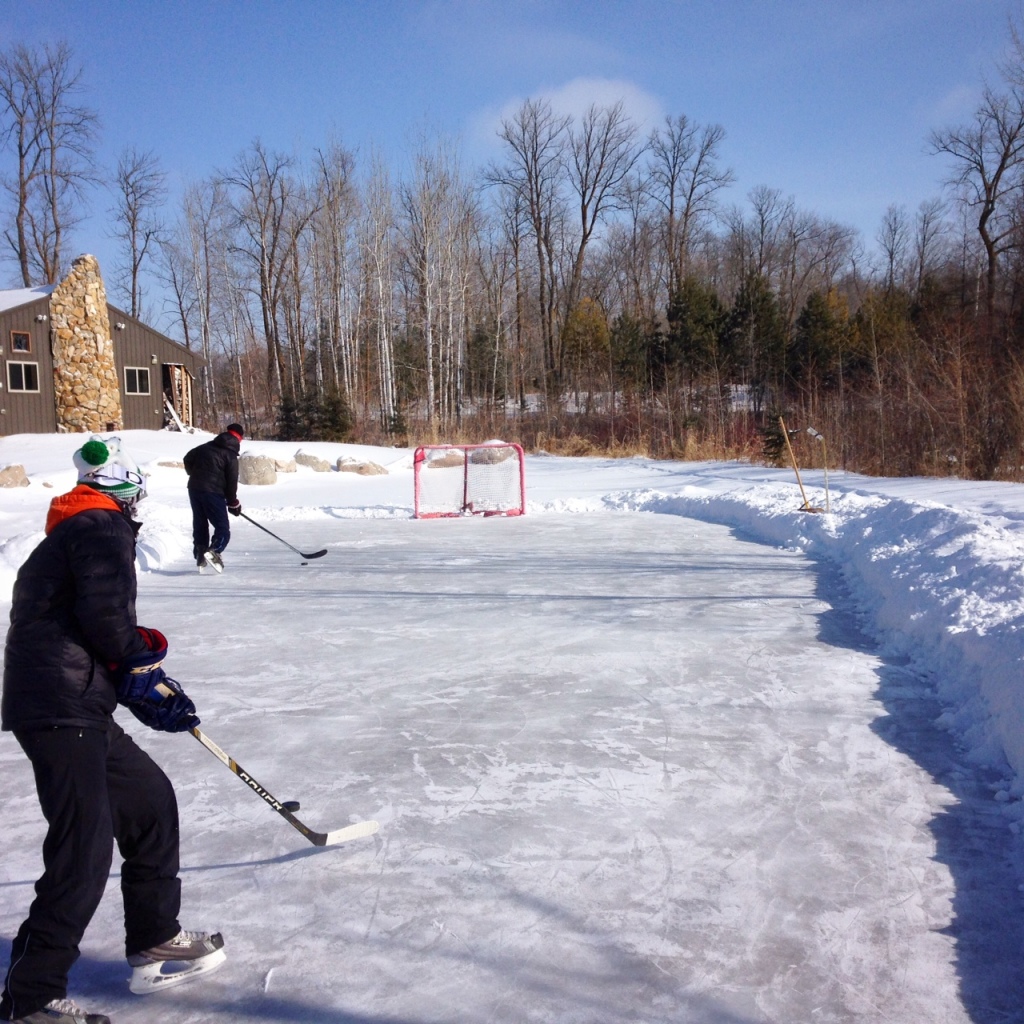 Hockey action on the ice rink, February 18th, 2015.