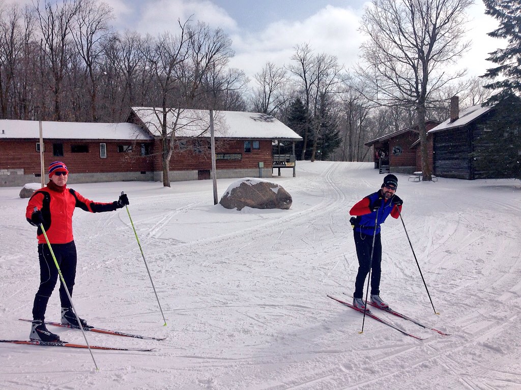 John Hanson and John Struchyinski ready to hit the trails for a Sunday ski. March 1st, 2015.