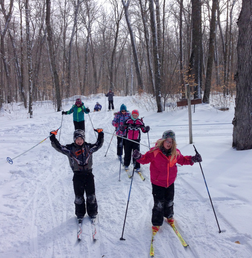 Roosevelt 4th graders having fun on the trail as part of the active living field trip. March 3rd, 2015.