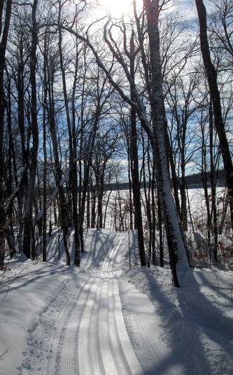 Fresh grooming on Lucky's Loype ski trail, January 5th, 2013.