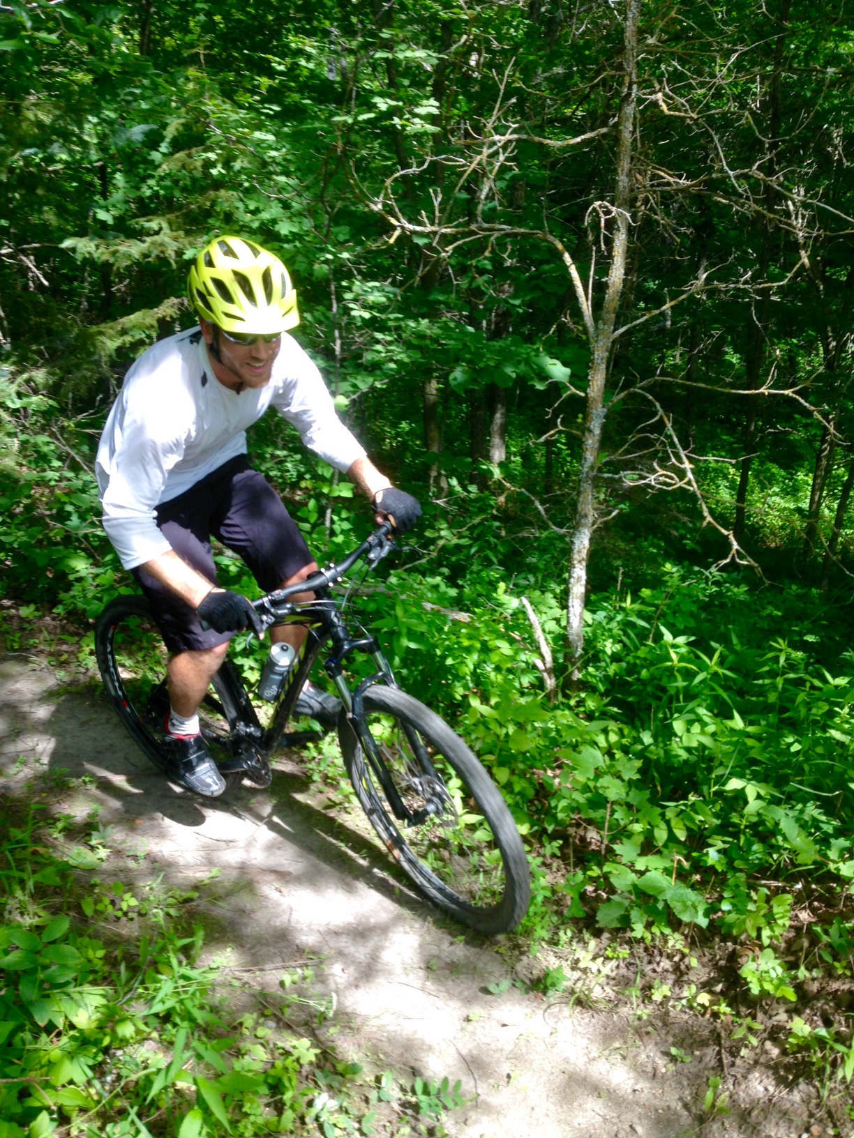 Eric Hahn riding on the mountain bike course, July 21st, 2015.
