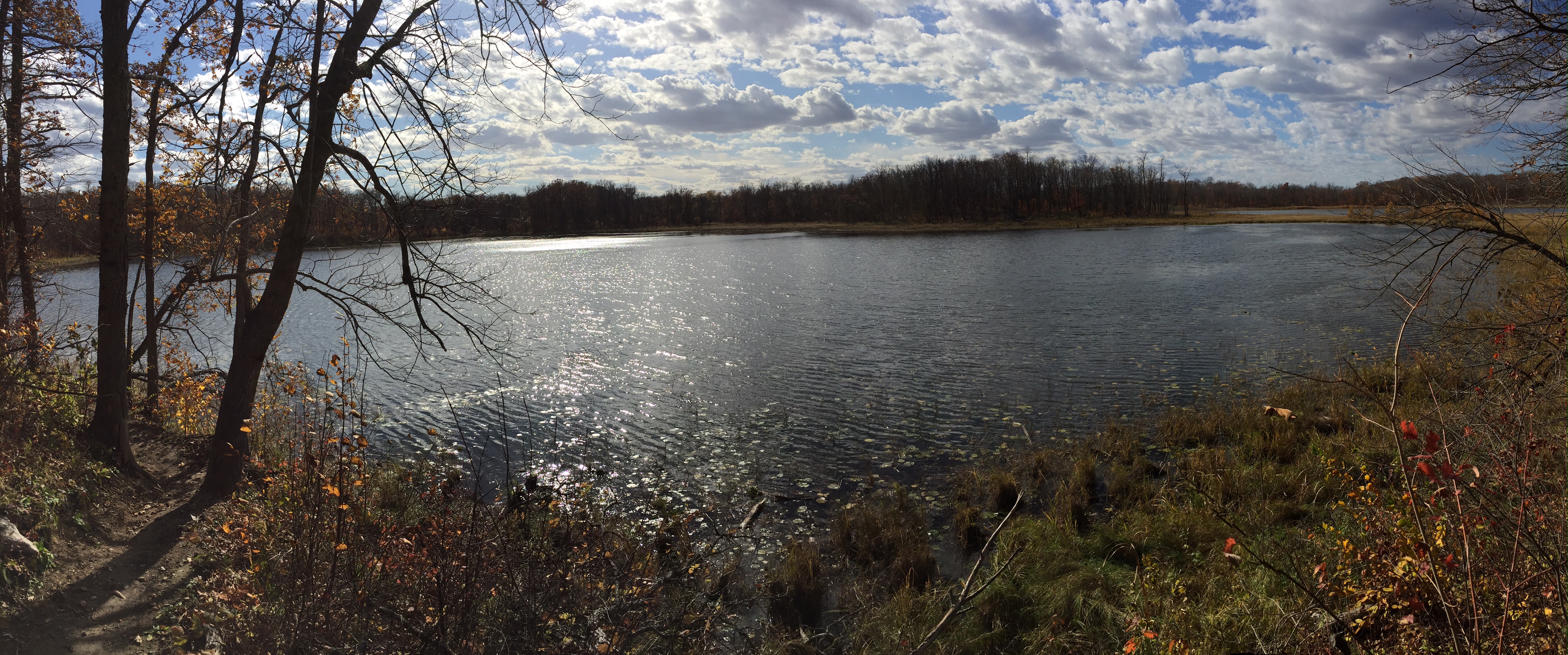 Panoramic view of Twin Lakes from mountain bike trail. October 15th, 2015.
