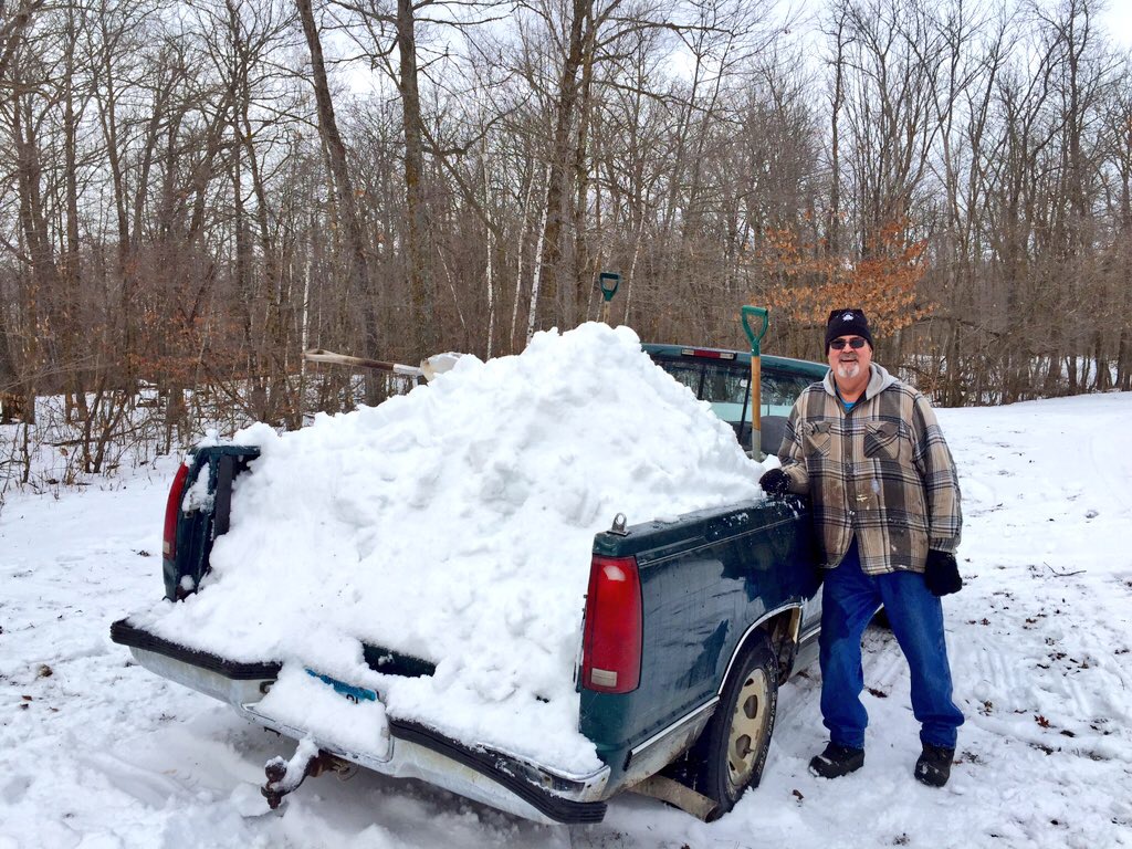 Another load of snow ready to be spread on the trail. December 8th, 2015.