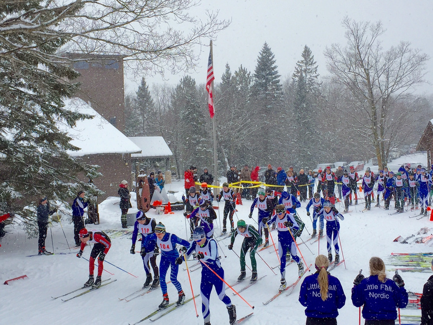 Start of the boys varsity continuous pursuit race. DL Invite. January 14th, 2016.