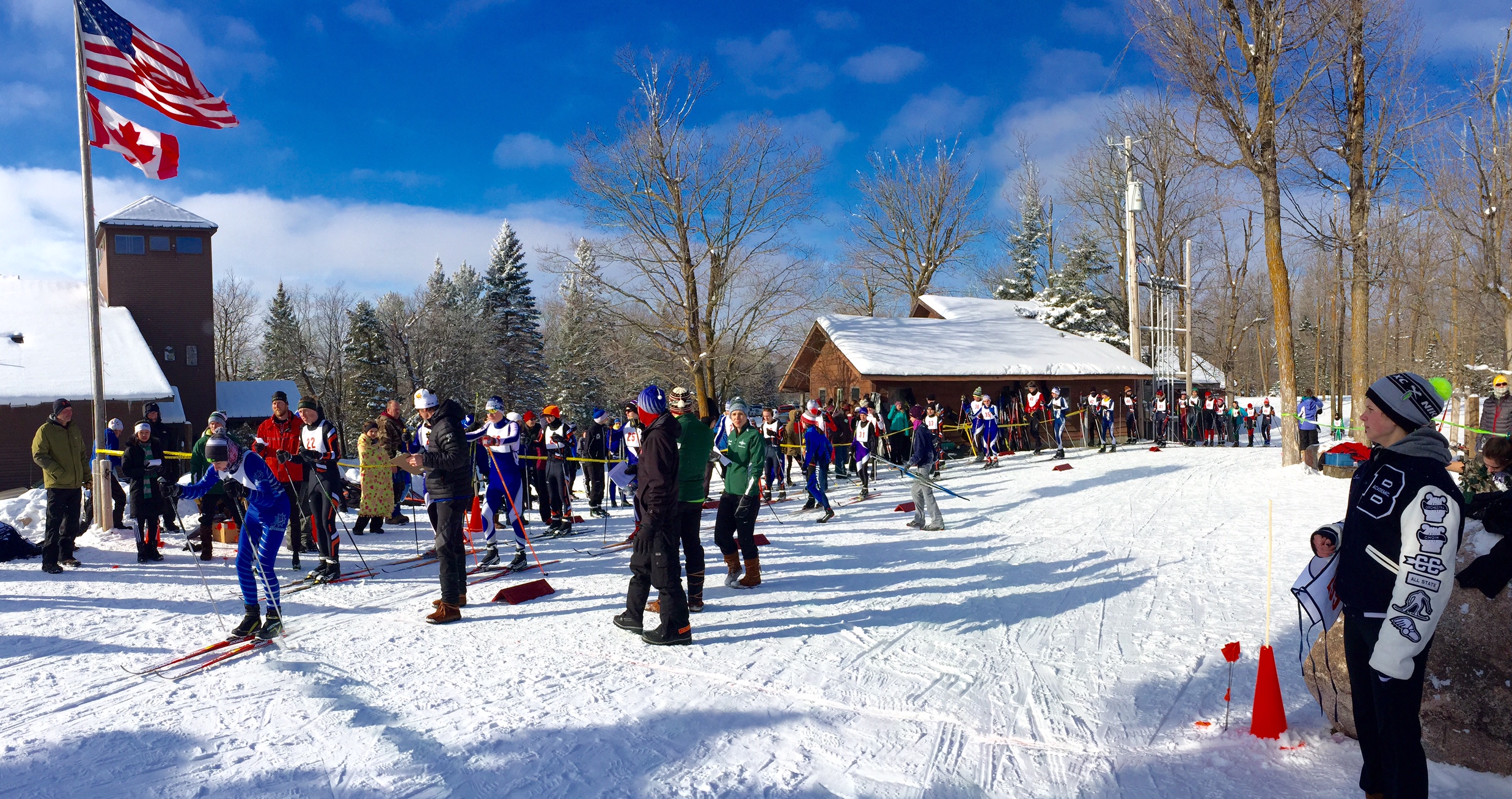 Skiers lined up for the classic pursuit, January 22nd, 2015.
