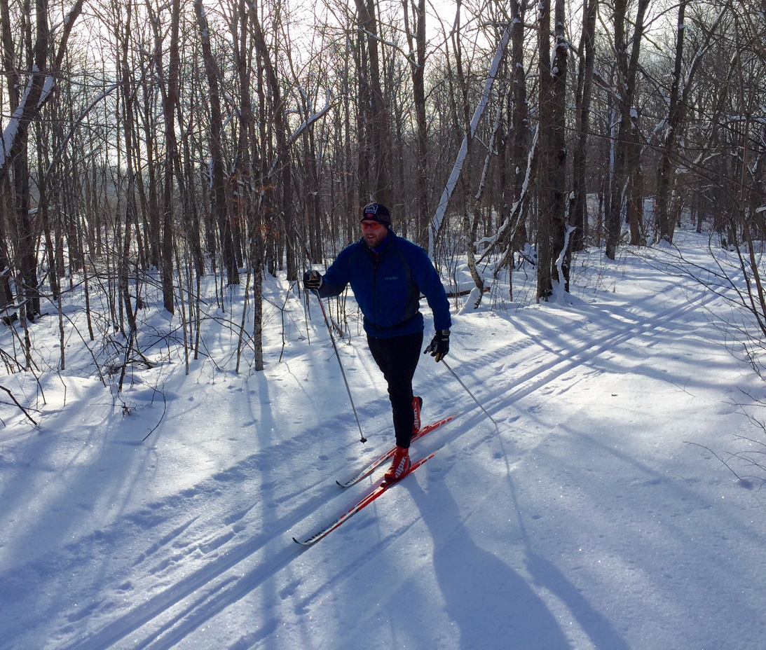 Knut Ronnevik striding on Roy's Run Saturday morning, January 23rd, 2016.