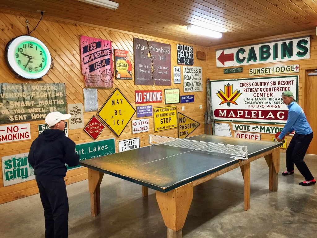 Ping pong area at Maplelag. Popular activity among all ages. 