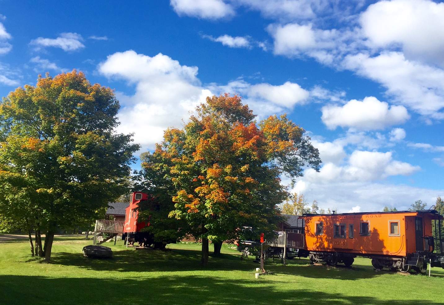 Maple trees near the caboose with early fall color. September 16th, 2016.