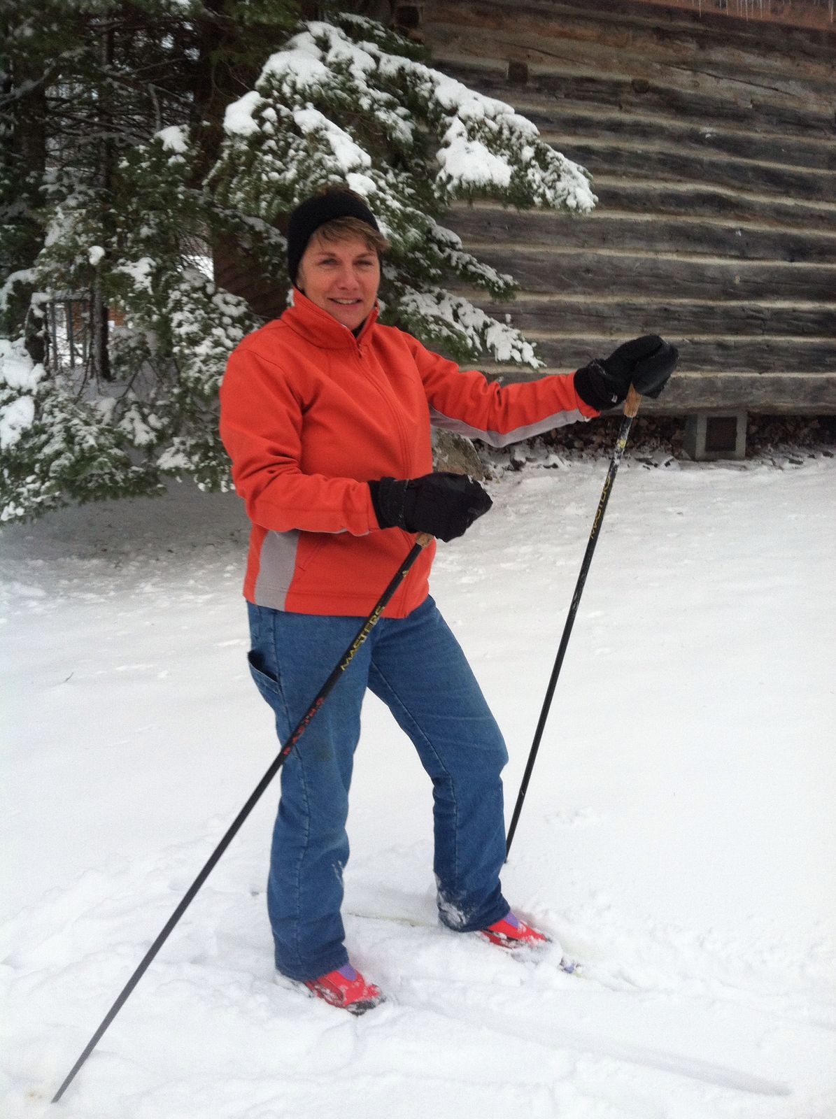 local skier Carol getting first tracks today and celebrating one year of being cancer free! November 18th, 2016.