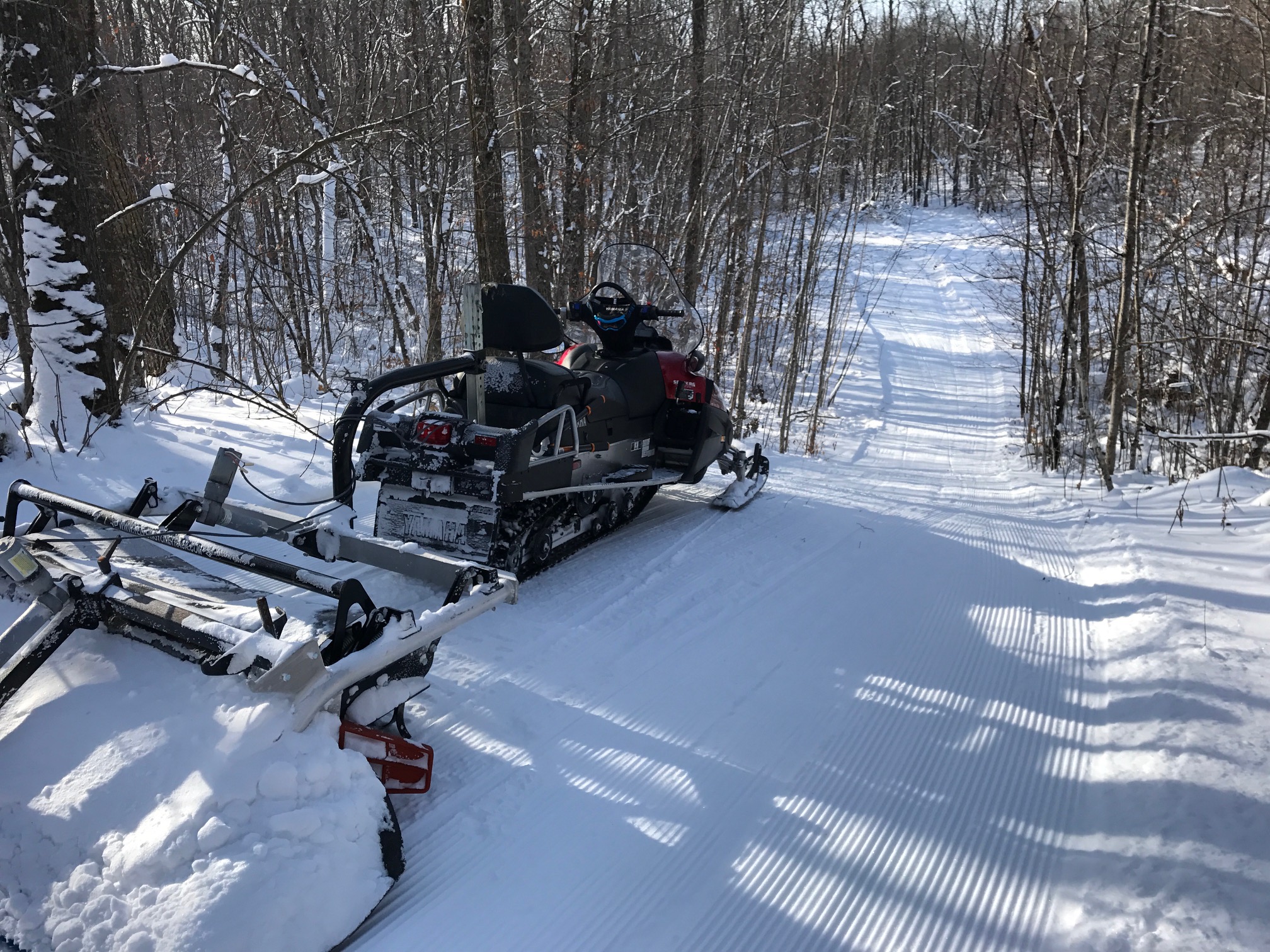 Packing and widening on Bente's Bump, Rootin Tootin trail. Swamp area freezing down. Use caution at bottom. December 14th, 2016.