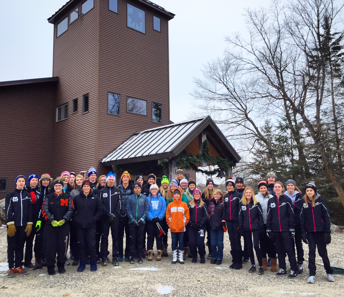 Moorhead Nordic ski team after a morning of clearing on the trails. December 3rd, 2016.