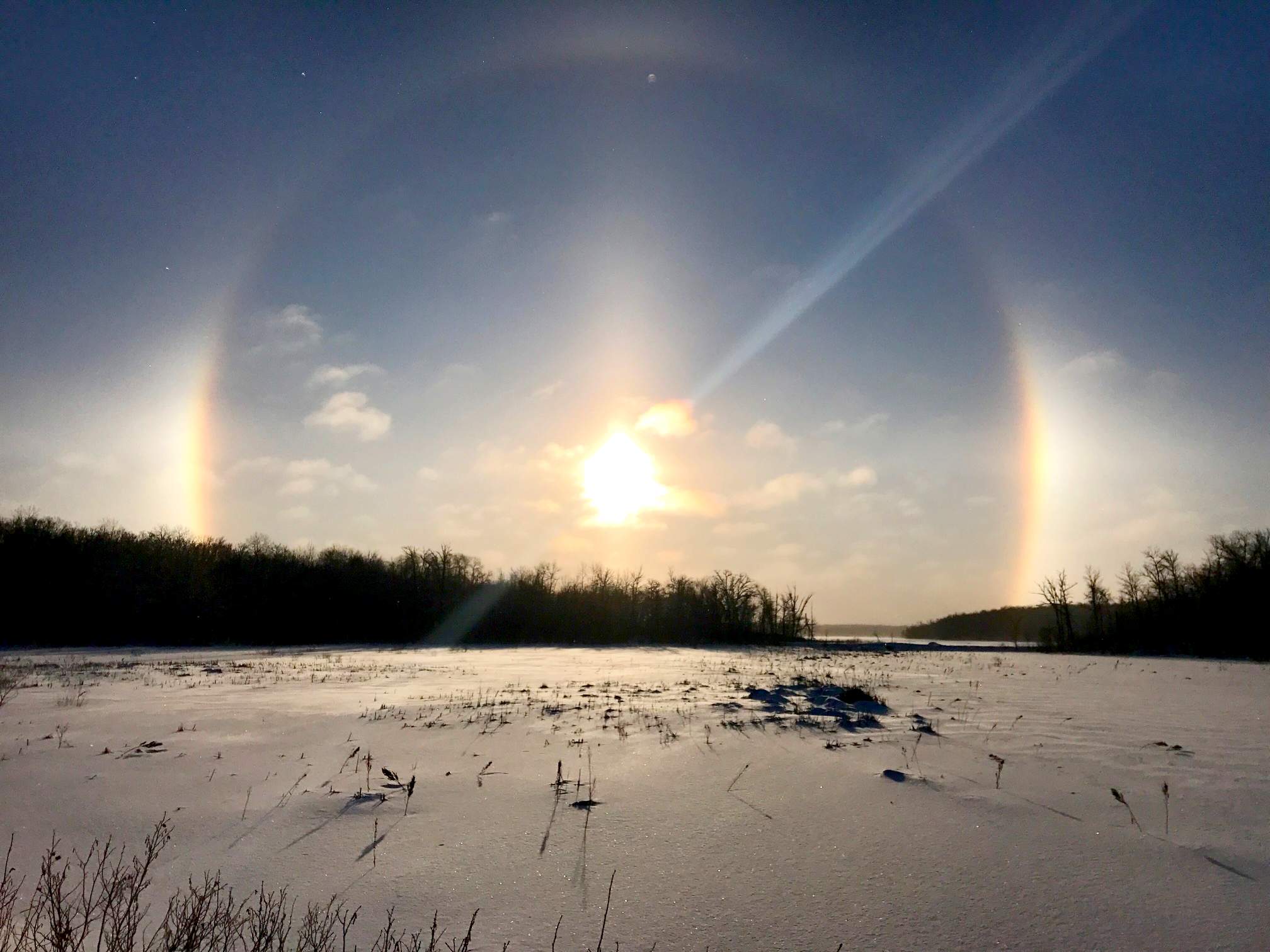 Sundogs over Little Sugarbush as seen from Sugarbush creek, Twin Lakes trail. January 3rd, 2016.