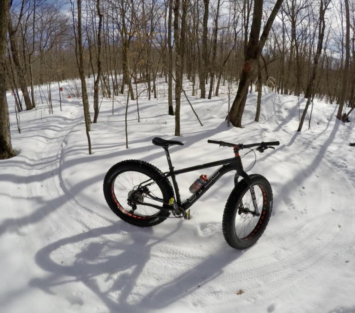 Fantastic conditions on Twin Lakes singletrack for fat biking. February 14th, 2017.