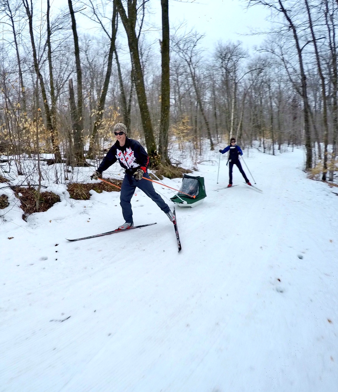 Pulk action on Skaters Waltz Wednesday morning, February 22nd, 2017.