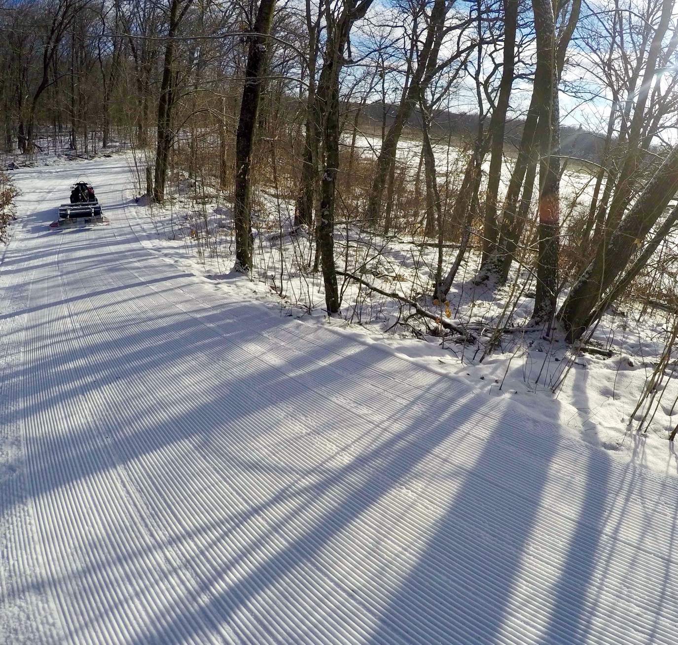 Grooming new snow from Sunday morning into the base on Skaters Waltz, February 26th, 2017.