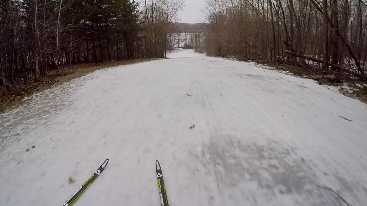 Heading down Suicide Hill, March 7th, 2017. Yikes!