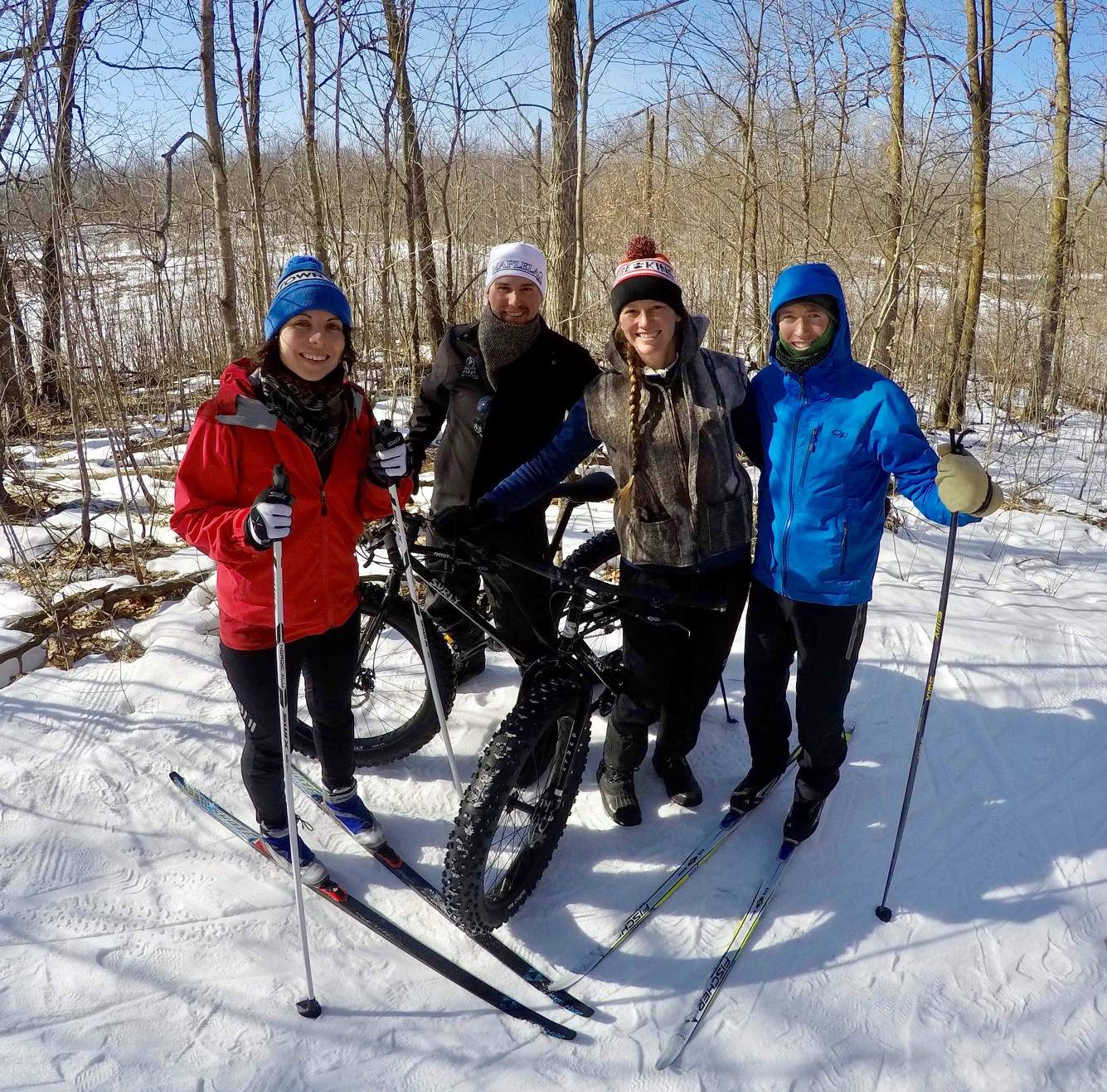 Morning skiers and fat bikers enjoying the gorgeous day. March 2nd, 2017.