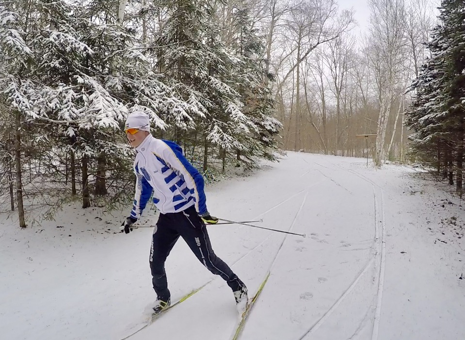 April skiing! Skiing through the skinny field, April 27th, 2017.