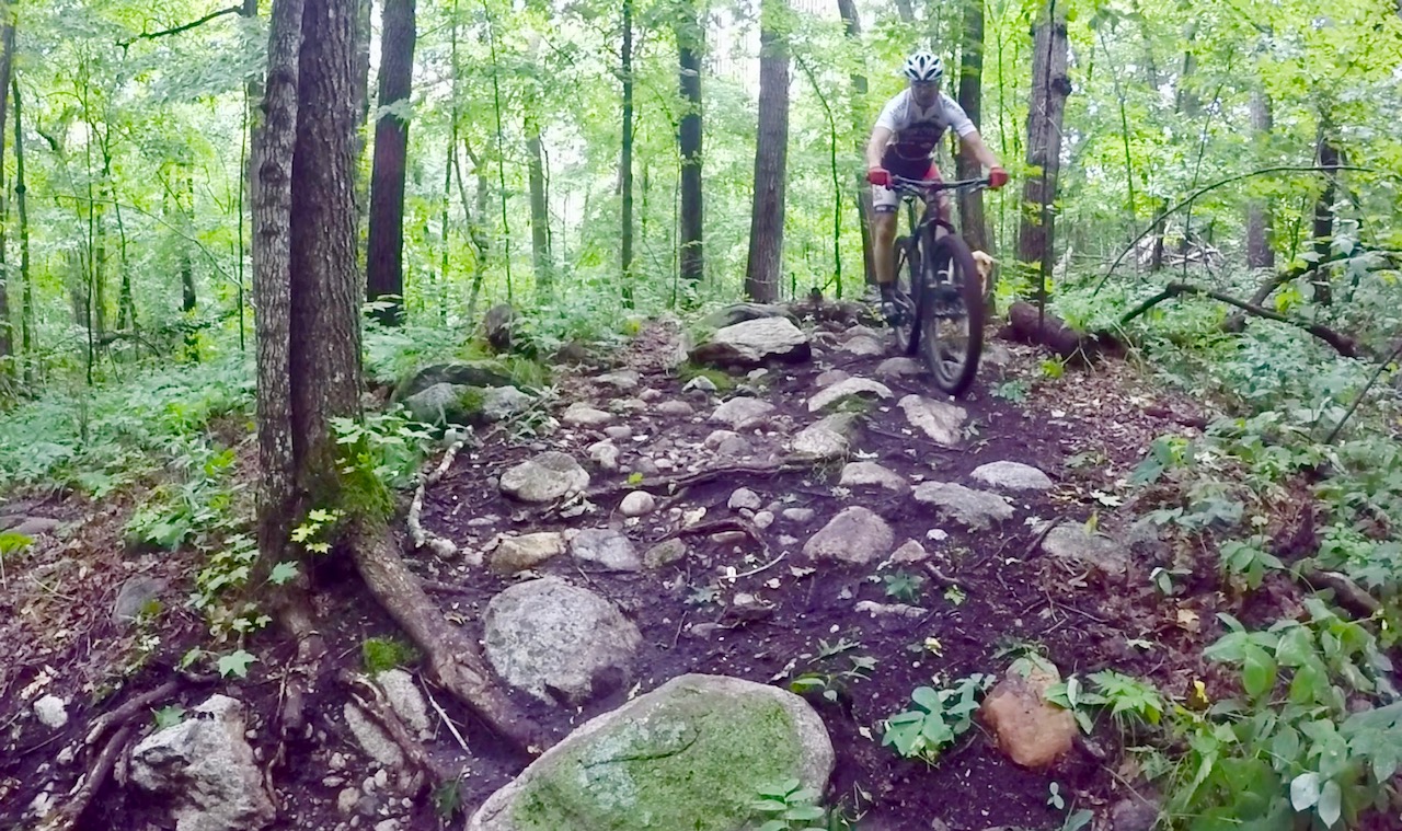 Rolling through the Twin Lakes rock garden, July 12th, 2017.