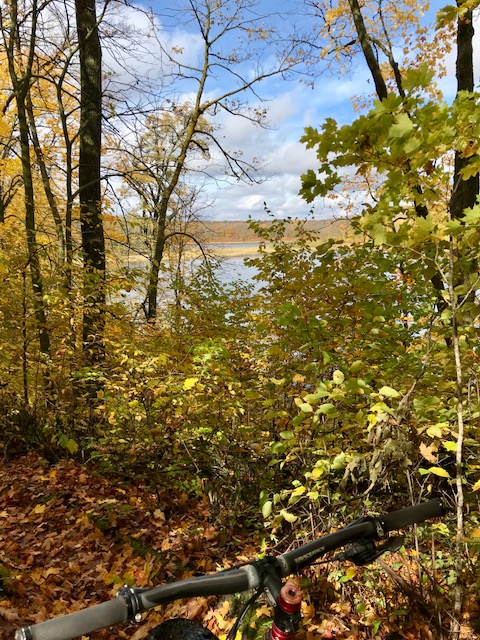 View of Twin Lakes from "Pete's Porkie" singletrack segment. October 2nd, 2017.