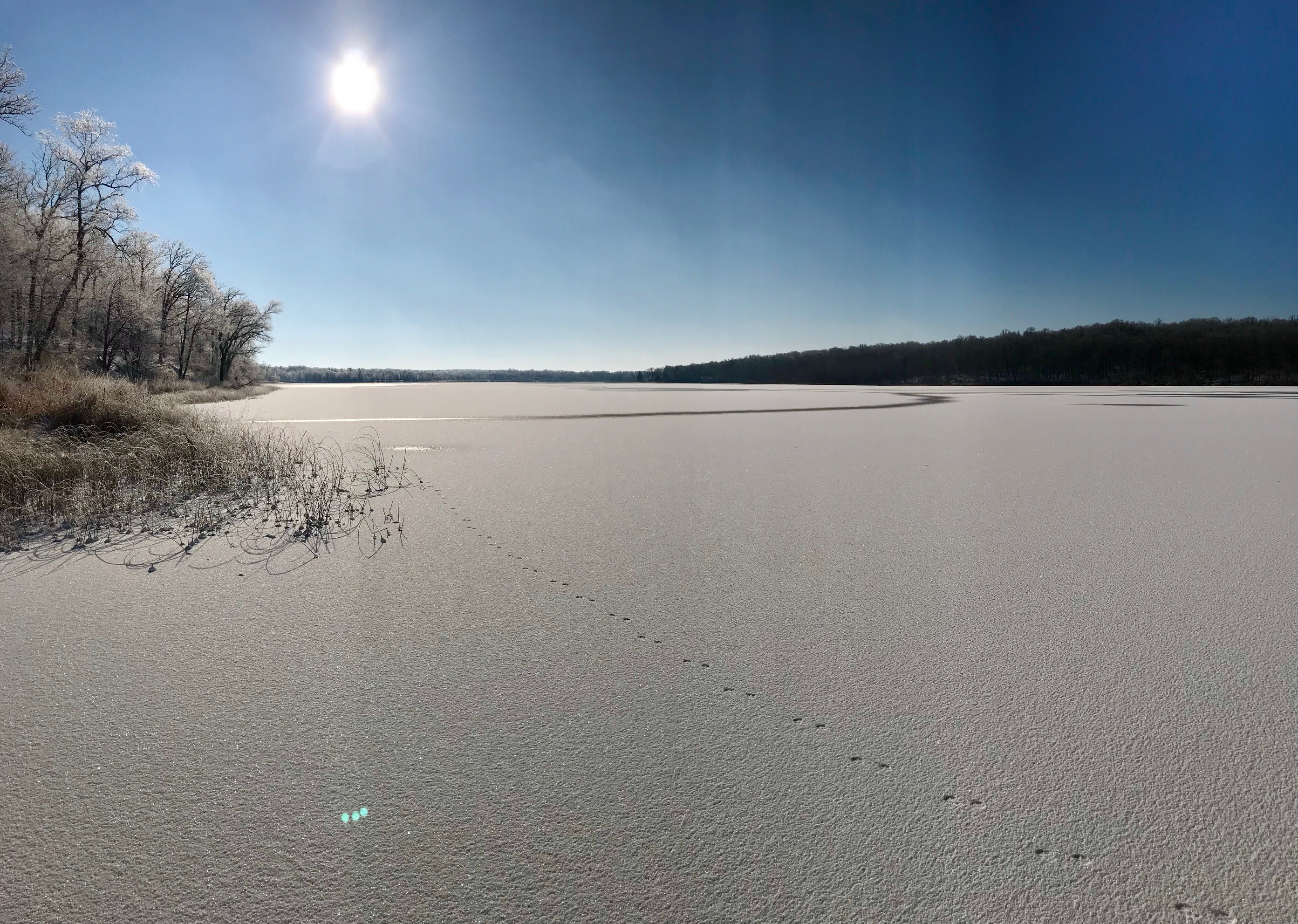 Frosty morning over frozen Little Sugarbush Lake, November 7th, 2017.